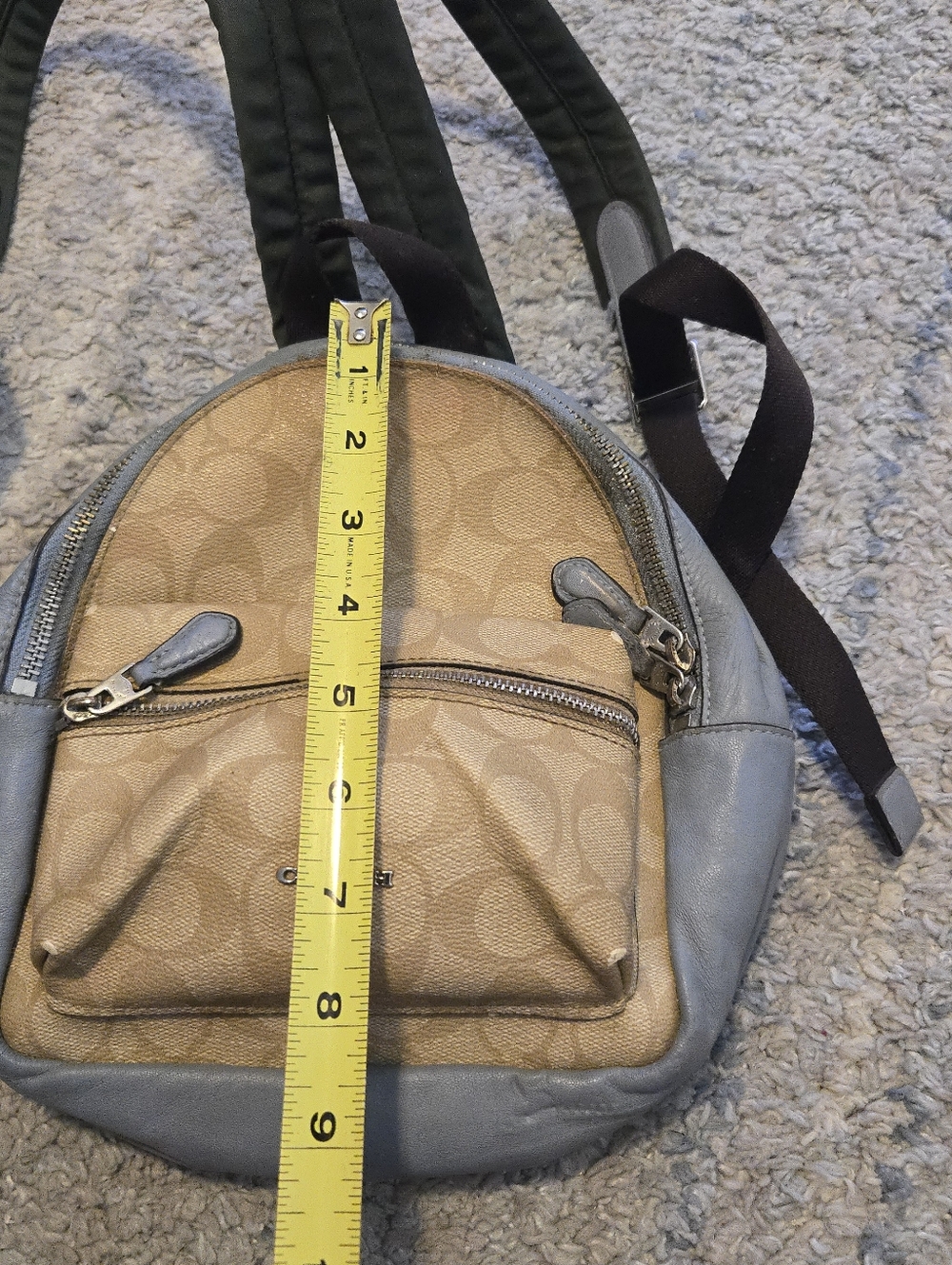 Coach Mini Charlie Backpack Signature Canvas Leather Grey Brown F58315 - Picture 5 of 14